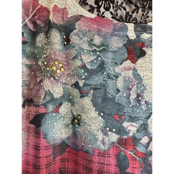NWT Style & Co XL Downtown Gallery Beautiful Floral And Plaid With Lace Insert - Picture 5 of 10
